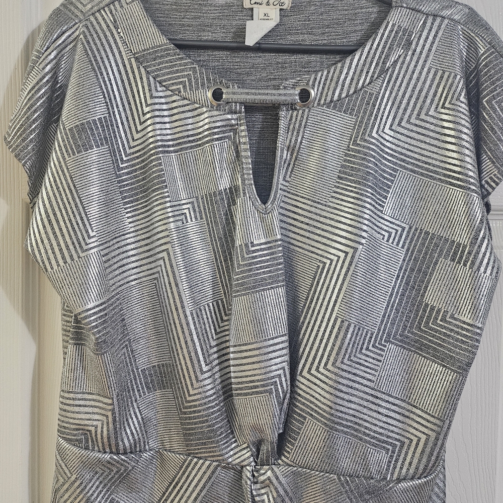 Emi Jay Silver Geometric Blouse
